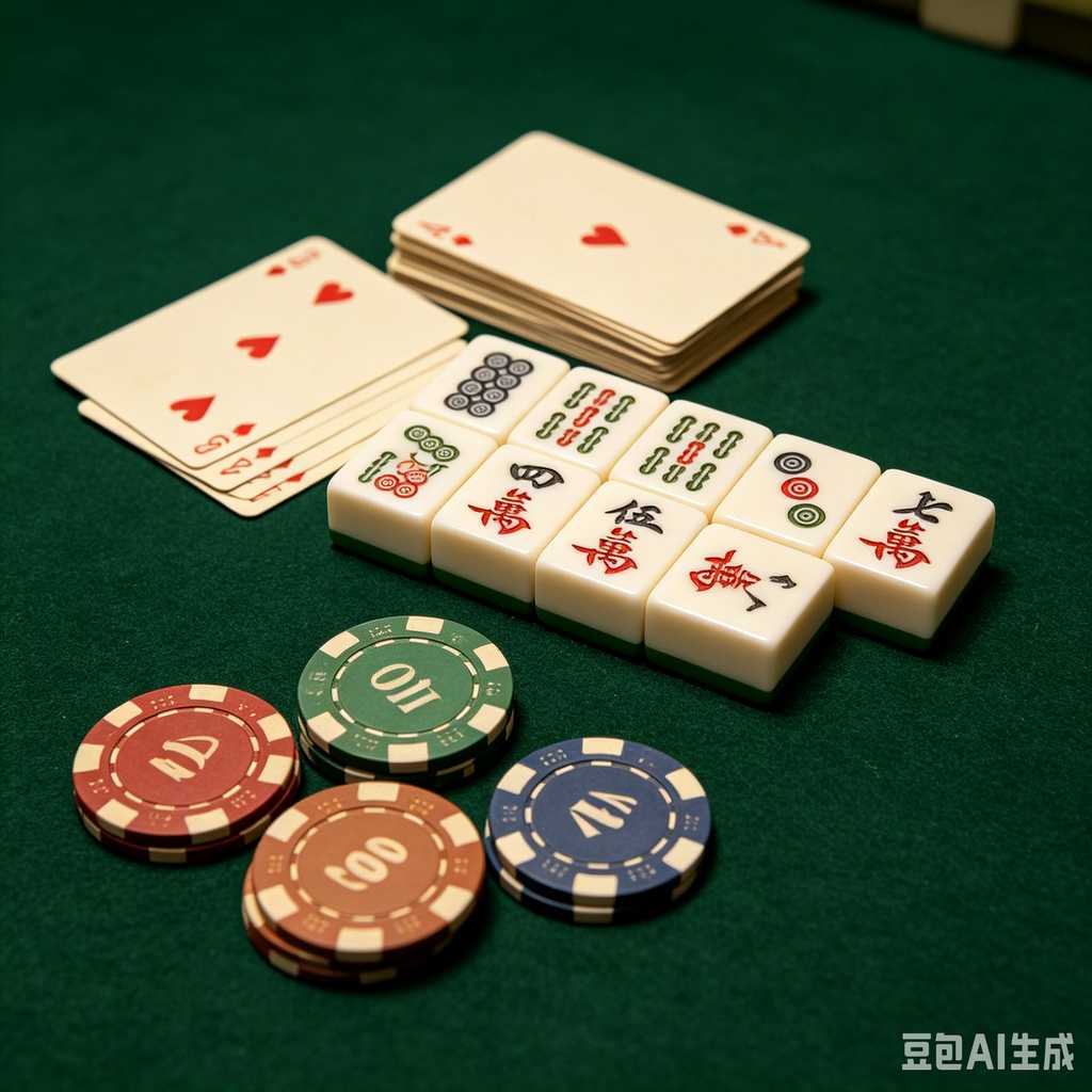mahjong set with dice and chips